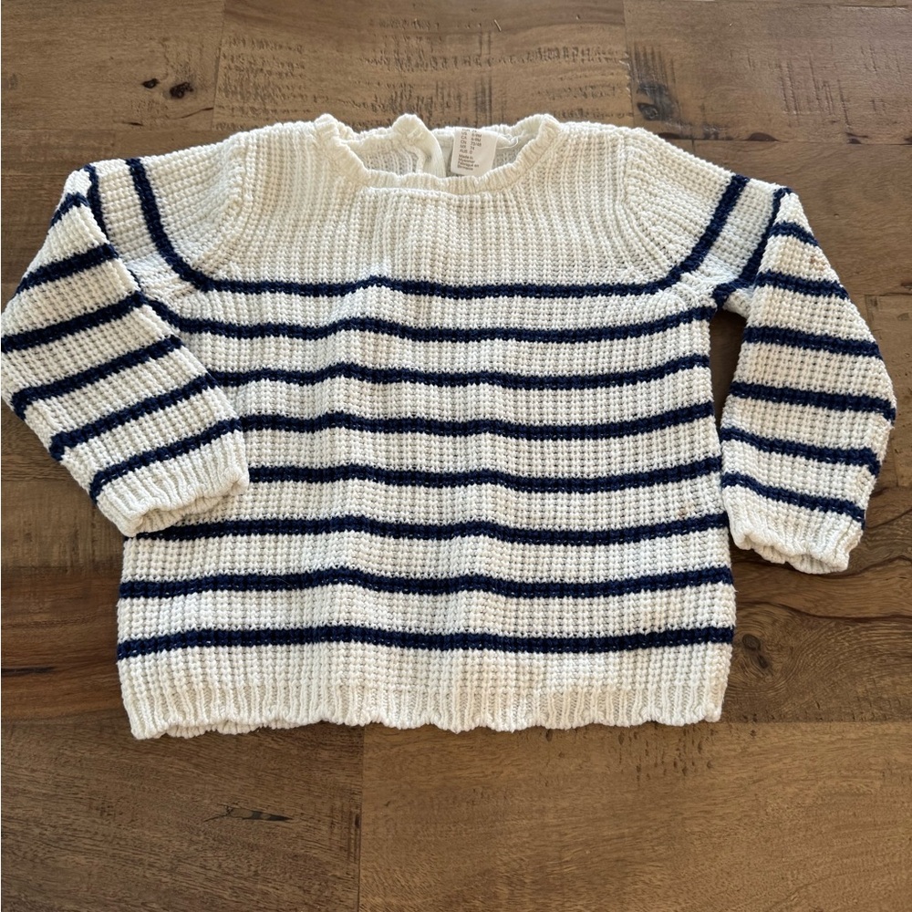 H&M Striped Knit Sweater Navy and White unisex size 6-9 months